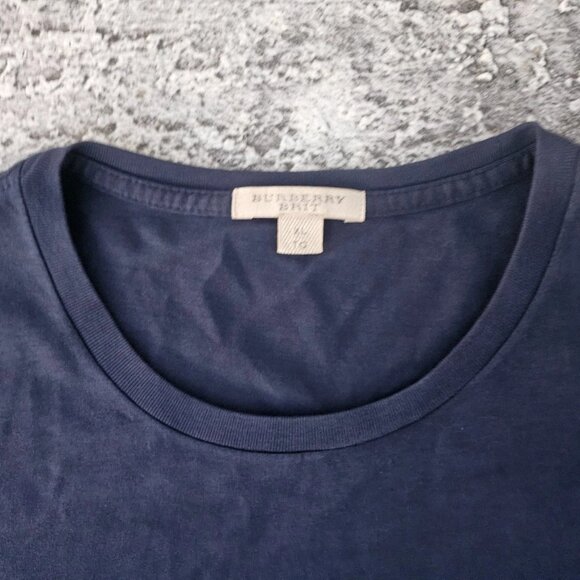 Burberry Men Tee Blue Cotton Crew Neck Short Sleeve T Shirt Size XL Authentic - Picture 7 of 12
